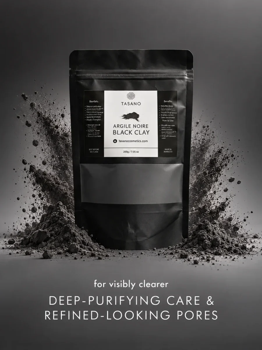 Moroccan Black Clay Mask for oily skin, congested-looking pores, impurities and rough texture
