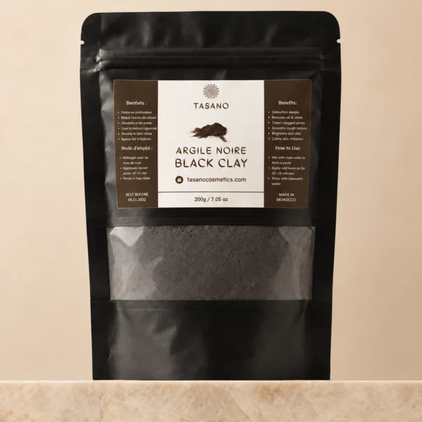 TASANO Moroccan Black Clay Powder 200g purifying face mask for oily skin and clogged pores TASANO Moroccan Black Clay Powder 200g purifying face mask for oily skin and clogged pores