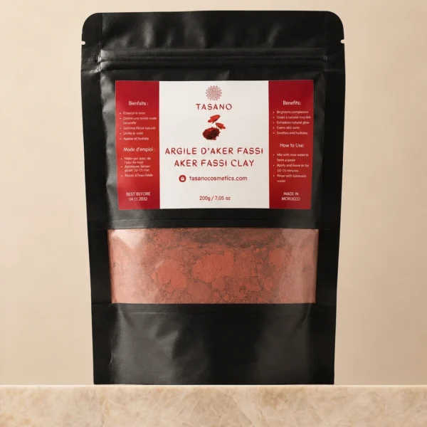 TASANO Moroccan Aker Fassi Clay 200g face mask for dull skin and natural rosy glow TASANO Moroccan Aker Fassi Clay 200g face mask for dull skin and natural rosy glow