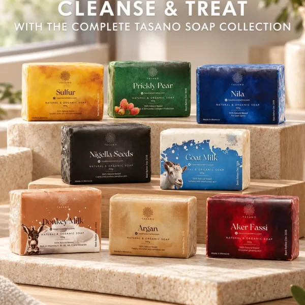 Moroccan natural soap collection for dark spots, dry skin, sensitive skin, blemish-prone skin and radiant-looking skin