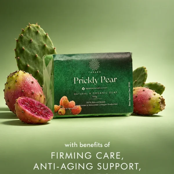 Moroccan prickly pear soap for anti-aging skincare, mature skin, fine lines and firmer-looking skin