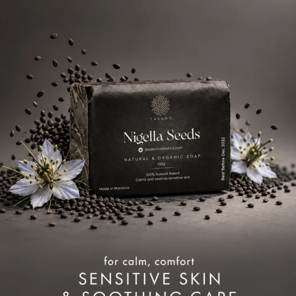 Moroccan black seed soap for sensitive skin, dry-feeling skin and gentle face and body cleansing Moroccan black seed soap for sensitive skin, dry-feeling skin and gentle face and body cleansing