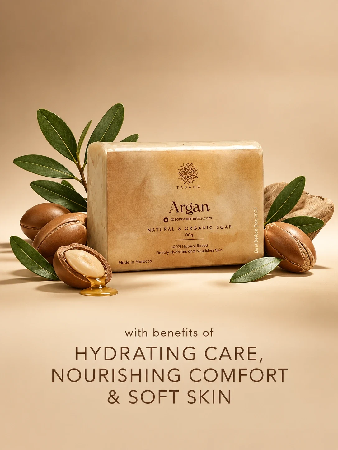 Moroccan argan soap for dry skin, hydrating face and body cleansing and nourishing skincare