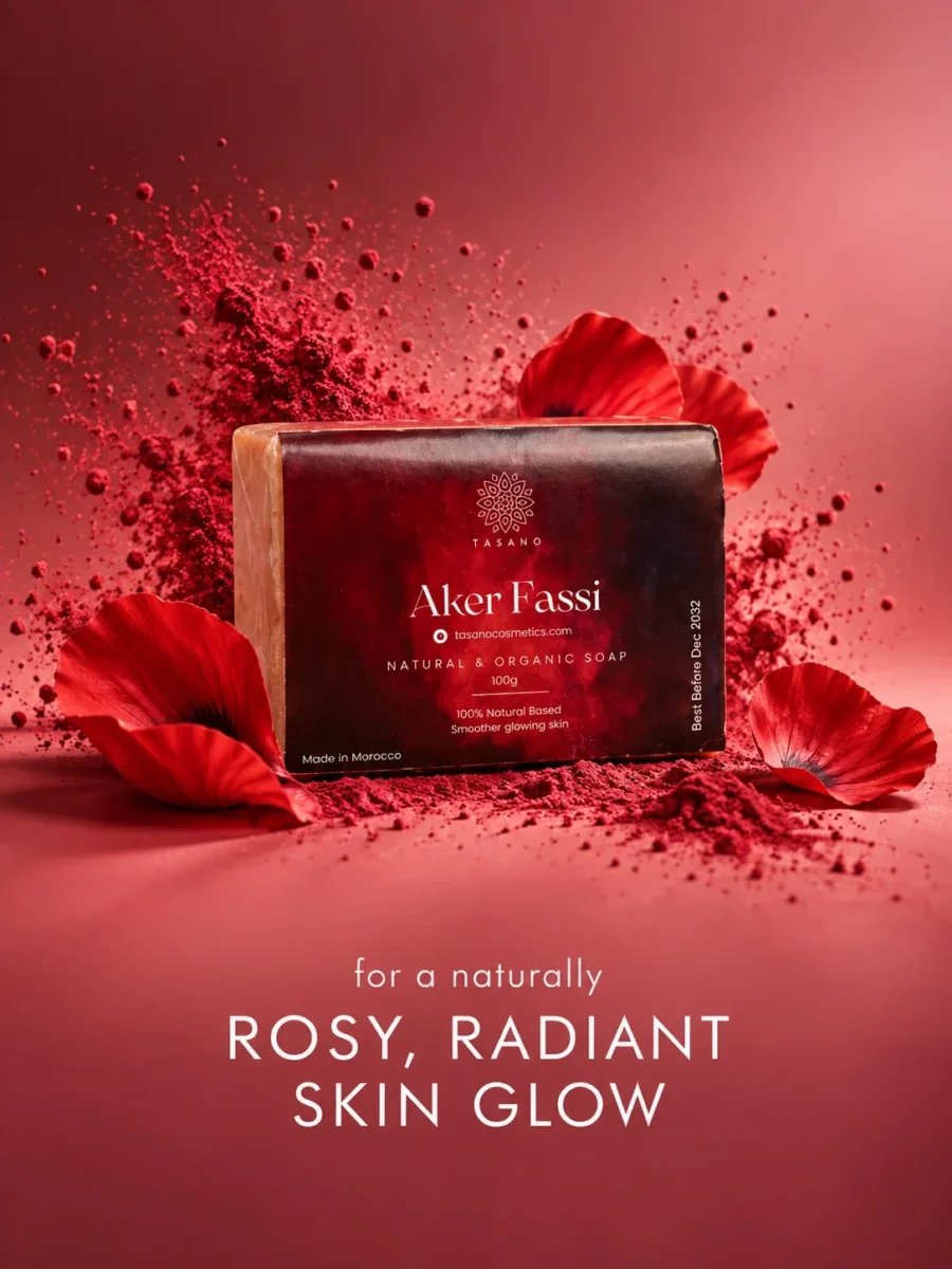 Moroccan Aker Fassi soap for dull skin, natural rosy glow and radiant-looking face and body skin