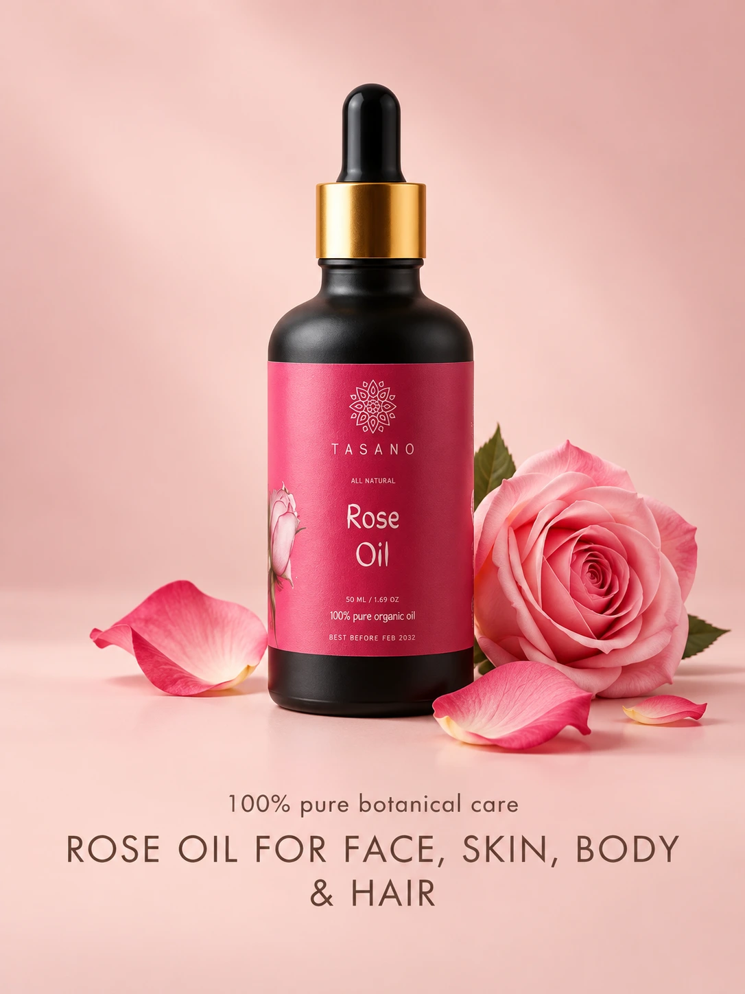 100% pure Rose Oil for face, skin, hair and body care | TASANO botanical rose oil