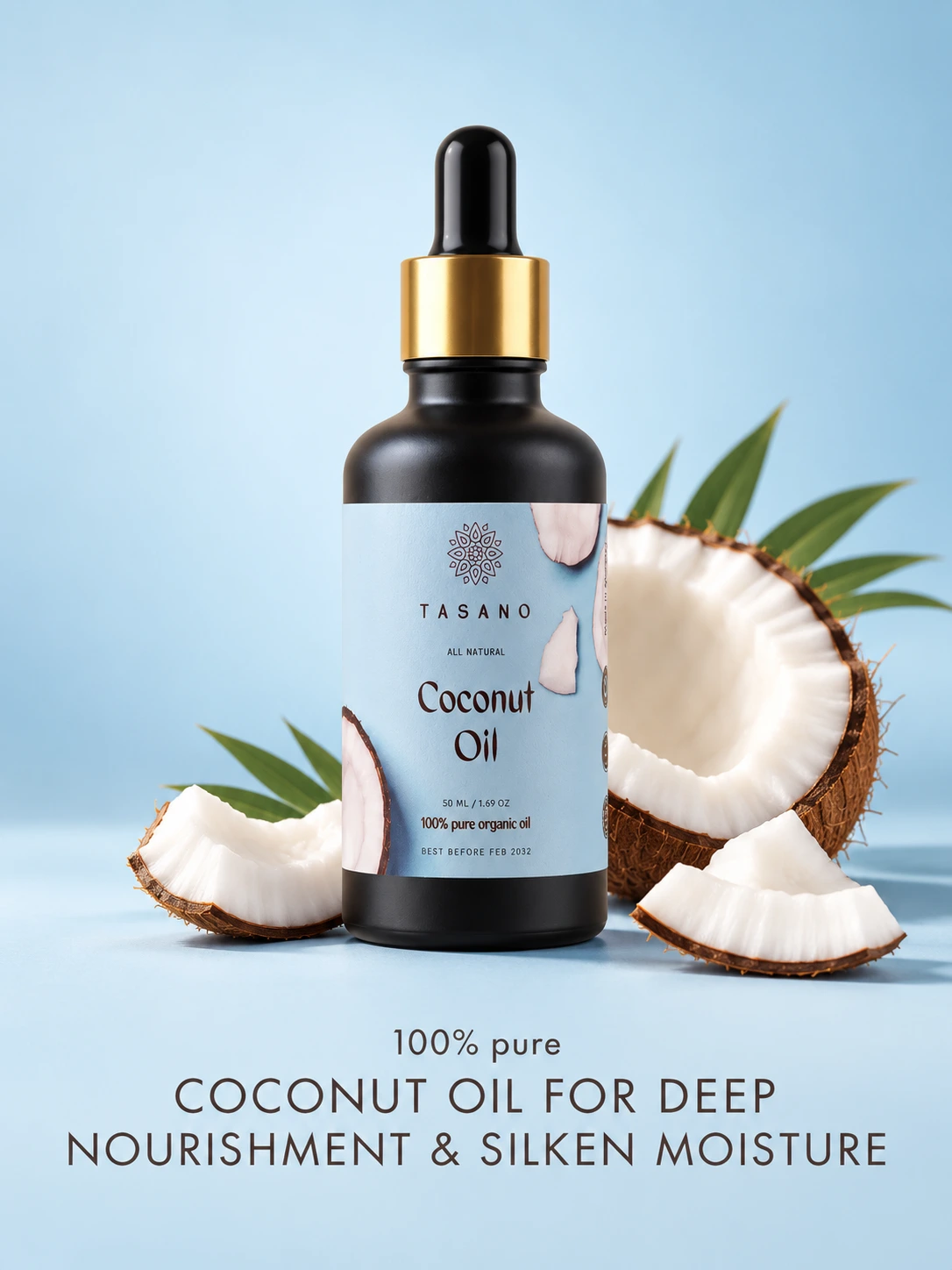 100% pure Coconut Oil for hair, body and dry skin care | TASANO botanical coconut oil