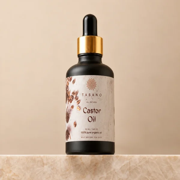 TASANO Castor Oil 50ml, 100% pure castor oil for hair, scalp, eyelashes, eyebrows and skin