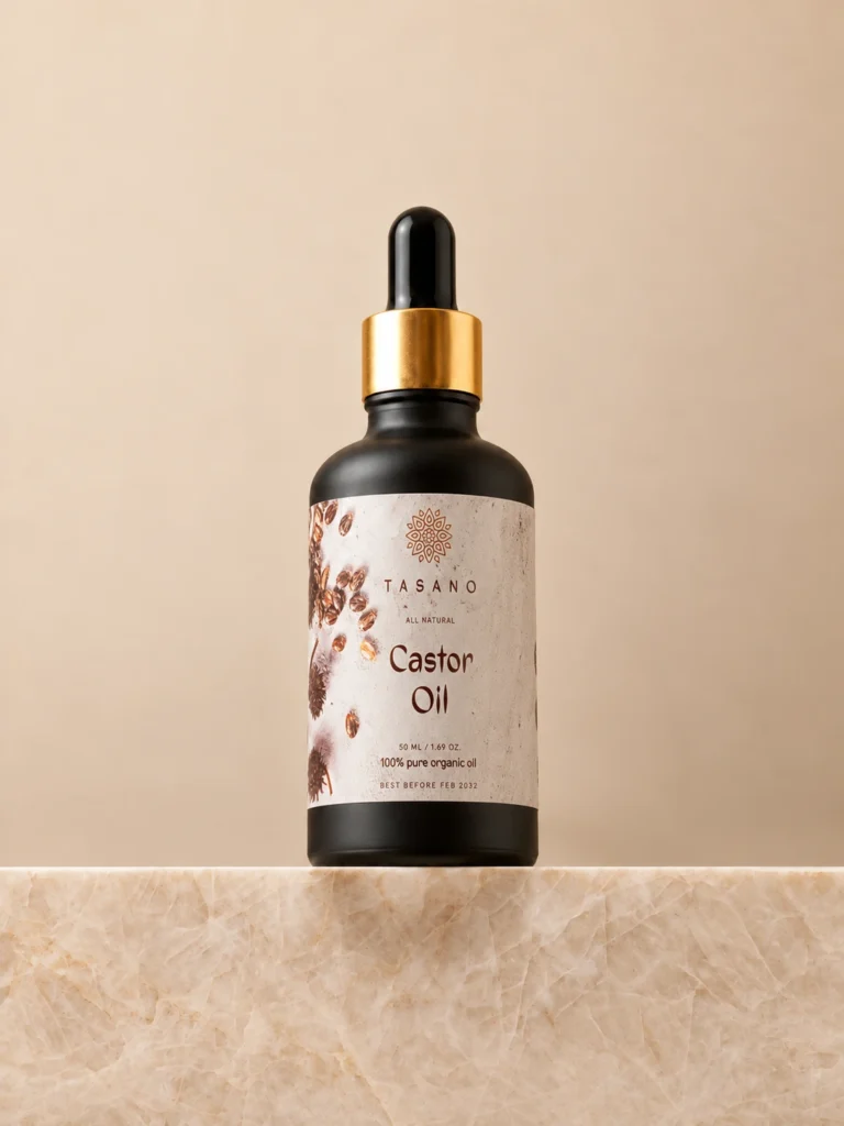 TASANO Castor Oil 50ml, 100% pure castor oil for hair, scalp, eyelashes, eyebrows and skin