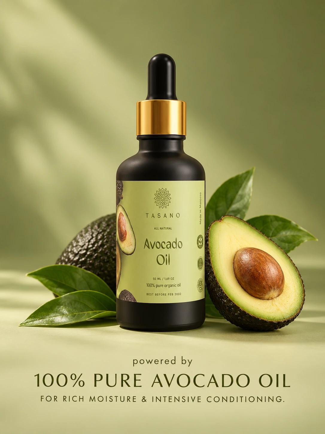 TASANO 100% Pure Avocado Oil for Skin and Hair, rich moisturizing botanical oil for dry skin and intensive conditioning