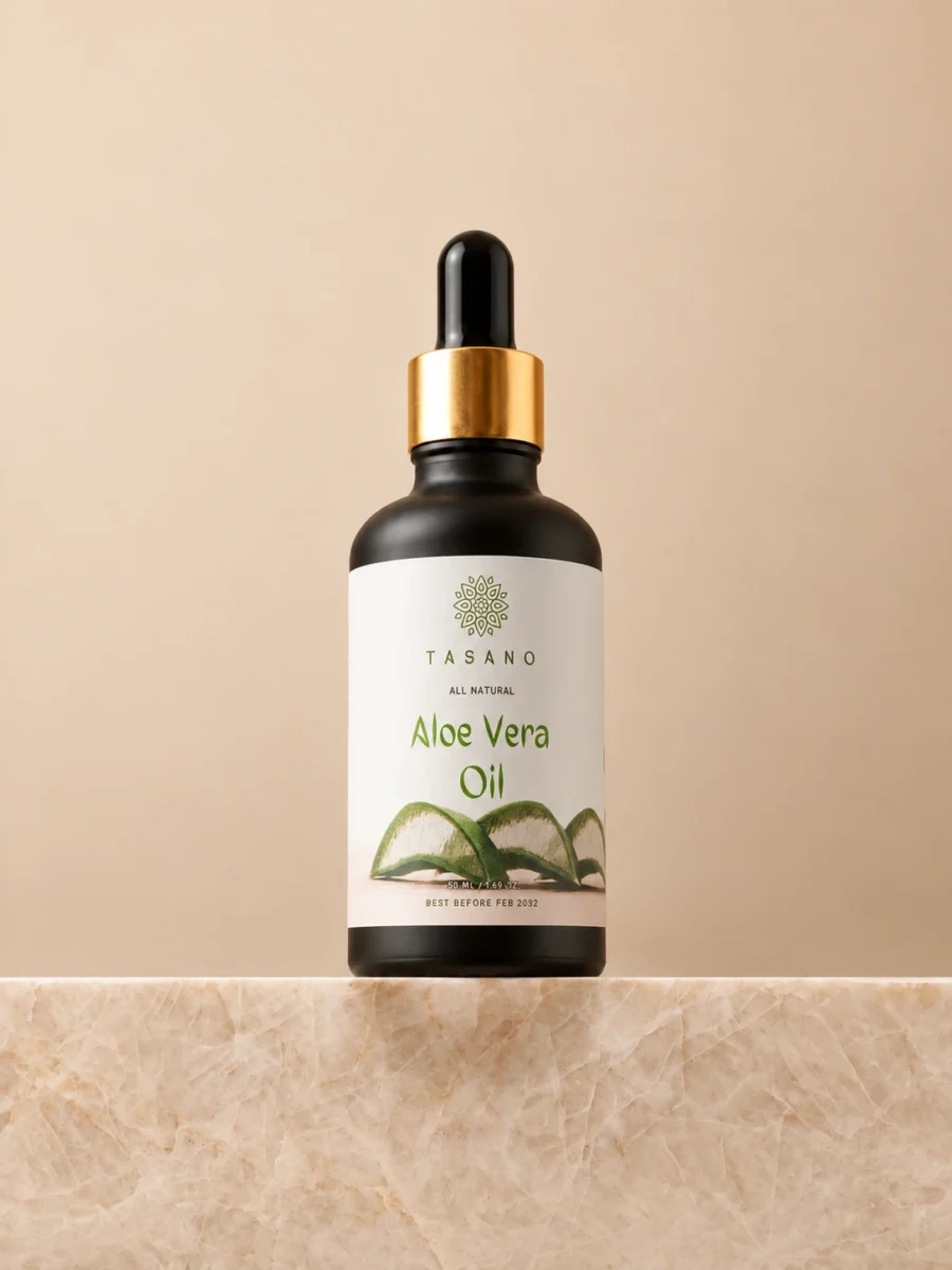TASANO Aloe Vera Oil 50ml, 100% pure aloe vera oil for skin, body, hair and scalp care