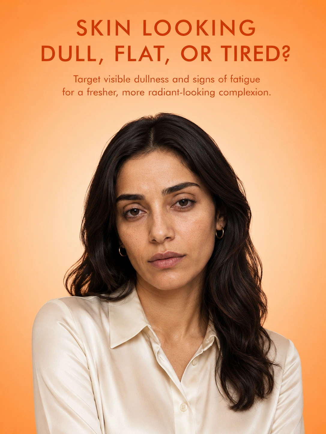 Moroccan woman with dull flat tired skin for TASANO Vitamin C Mask skincare visual