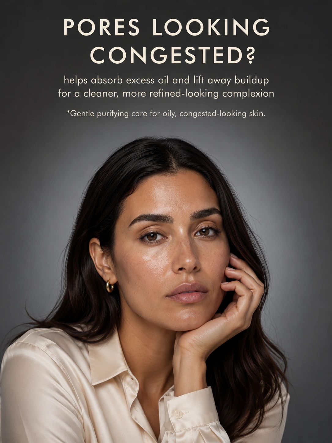 Moroccan woman with congested oily skin for TASANO White Clay Mask skincare visual