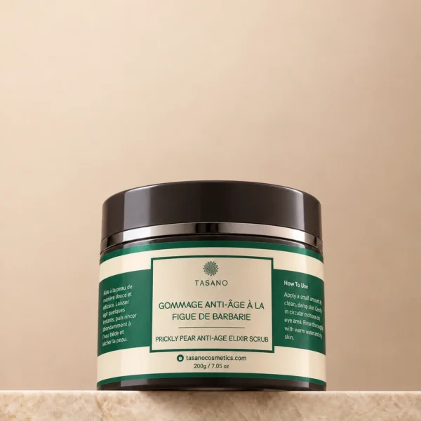 TASANO Prickly Pear Firming Scrub, Moroccan face exfoliator for mature and aging skin