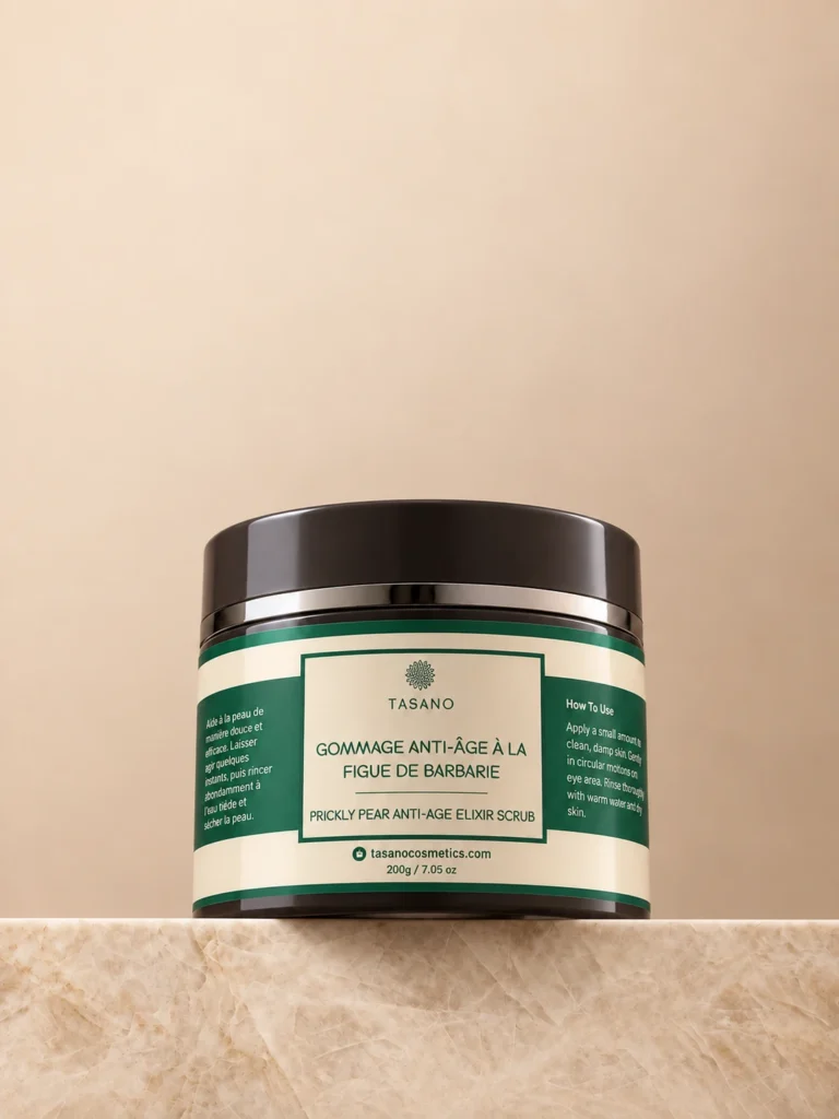 TASANO Prickly Pear Firming Scrub, Moroccan face exfoliator for mature and aging skin