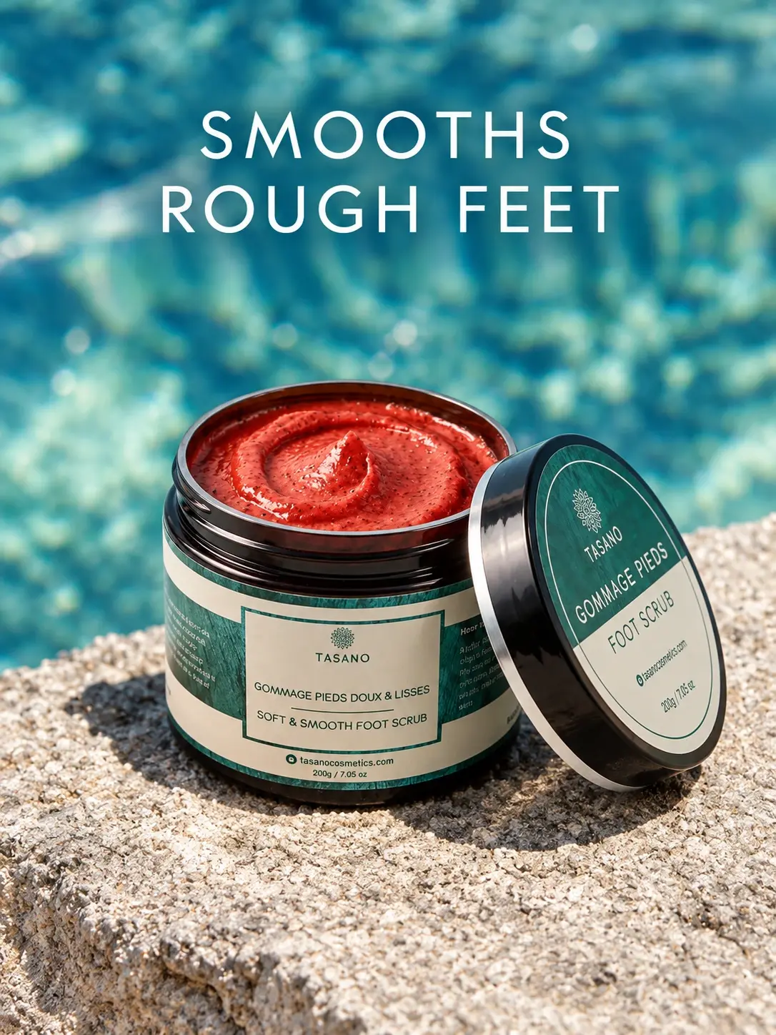 TASANO Foot Scrub for cracked heels, dry feet and rough skin, intensive Moroccan foot exfoliator