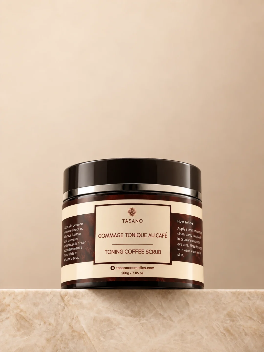 TASANO Moroccan Coffee Scrub for cellulite appearance, firm-looking skin and smoothing exfoliation TASANO Moroccan Coffee Scrub for cellulite appearance, firm-looking skin and smoothing exfoliation