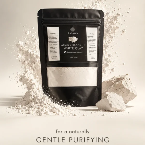 Moroccan White Clay Mask for gentle pore cleansing, excess oil control and soft smooth skin Moroccan White Clay Mask for gentle pore cleansing, excess oil control and soft smooth skin