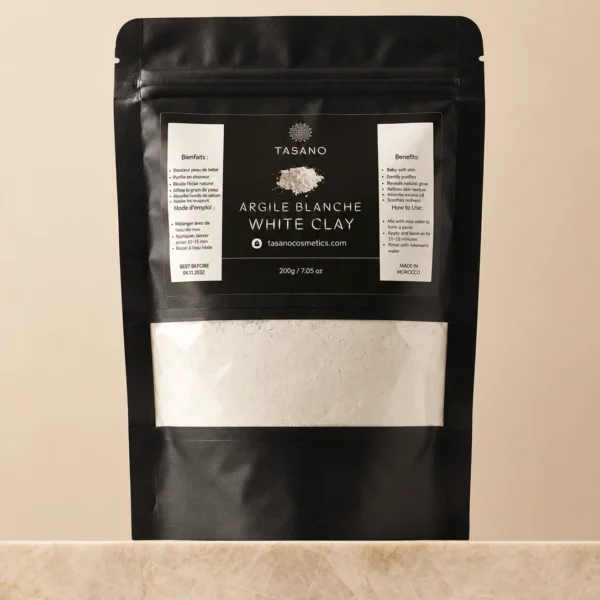 TASANO Moroccan White Clay Powder 200g kaolin face mask for gentle cleansing and oily skin TASANO Moroccan White Clay Powder 200g kaolin face mask for gentle cleansing and oily skin