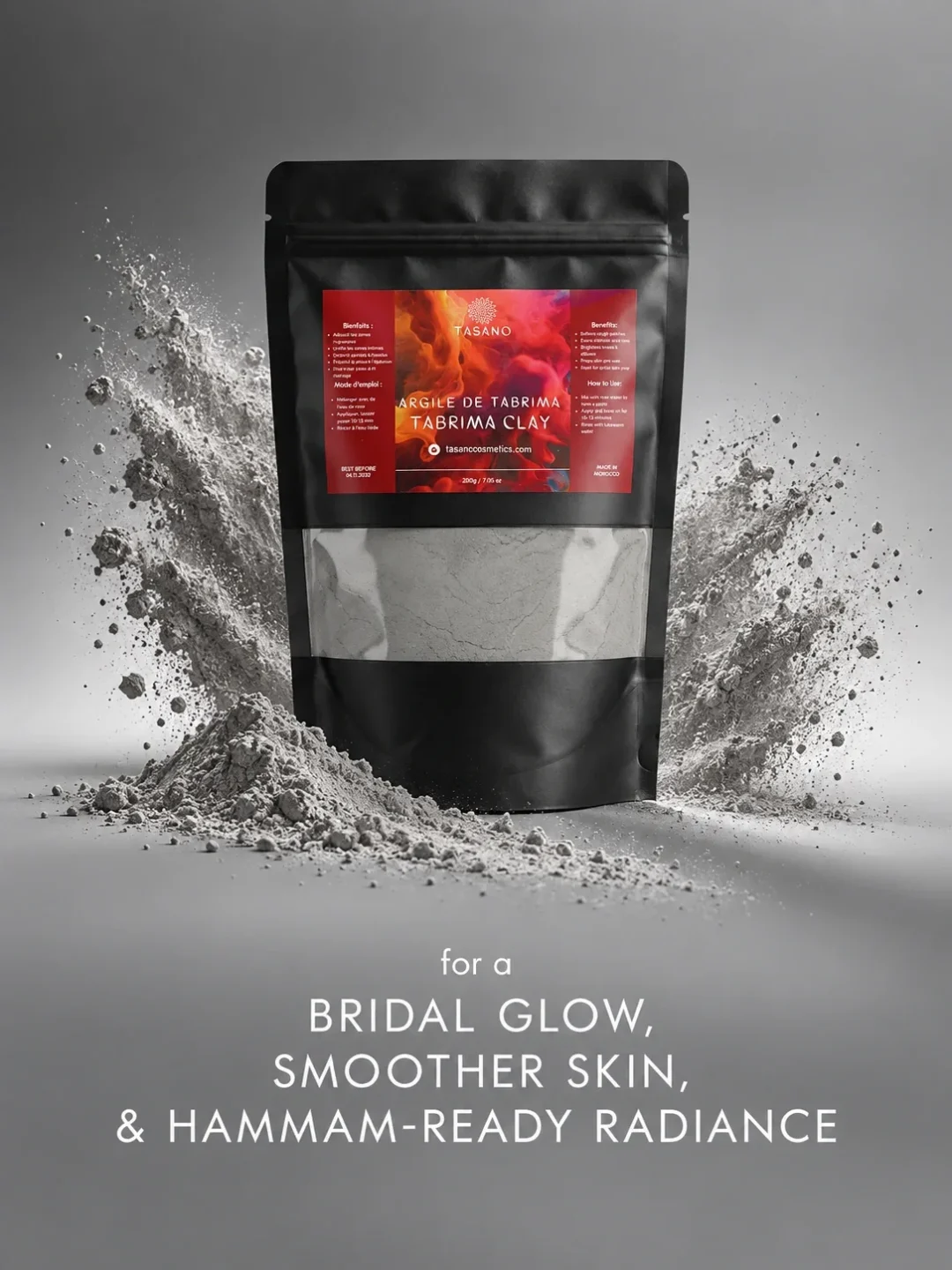 Moroccan Tbrima body mask for traditional hammam skincare, dull skin and rough body texture Moroccan Tbrima body mask for traditional hammam skincare, dull skin and rough body texture