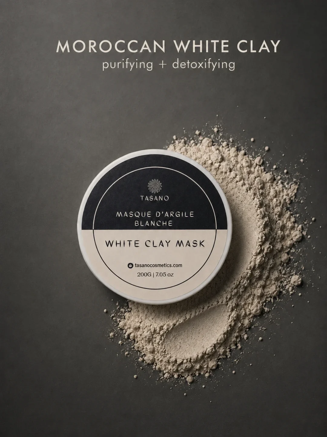 TASANO White Clay Mask with white clay powder for purifying and refined looking skin TASANO White Clay Mask with white clay powder for purifying and refined looking skin