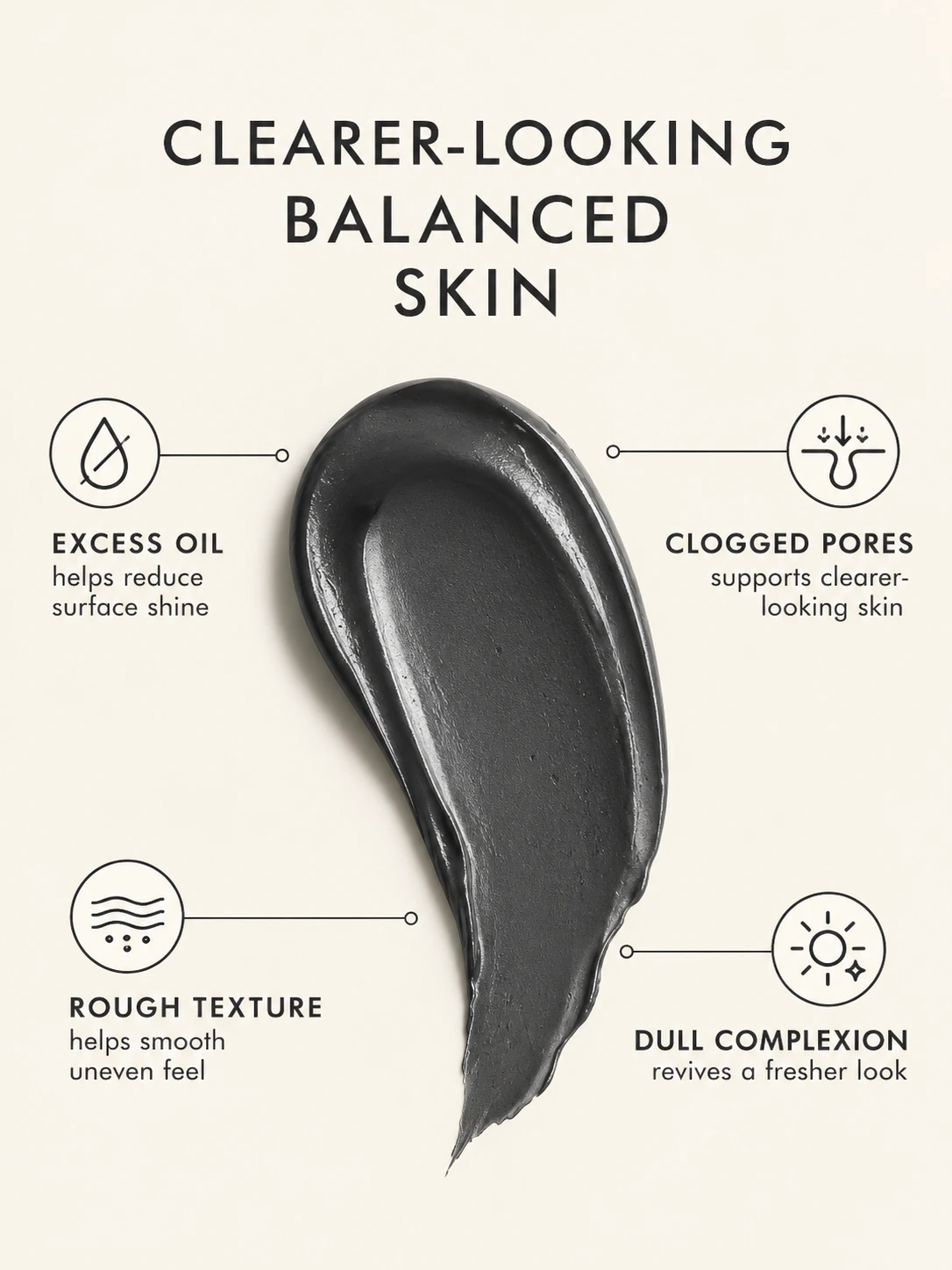Black Clay Mask for oily skin, clogged-looking pores, excess shine and dull rough complexion
