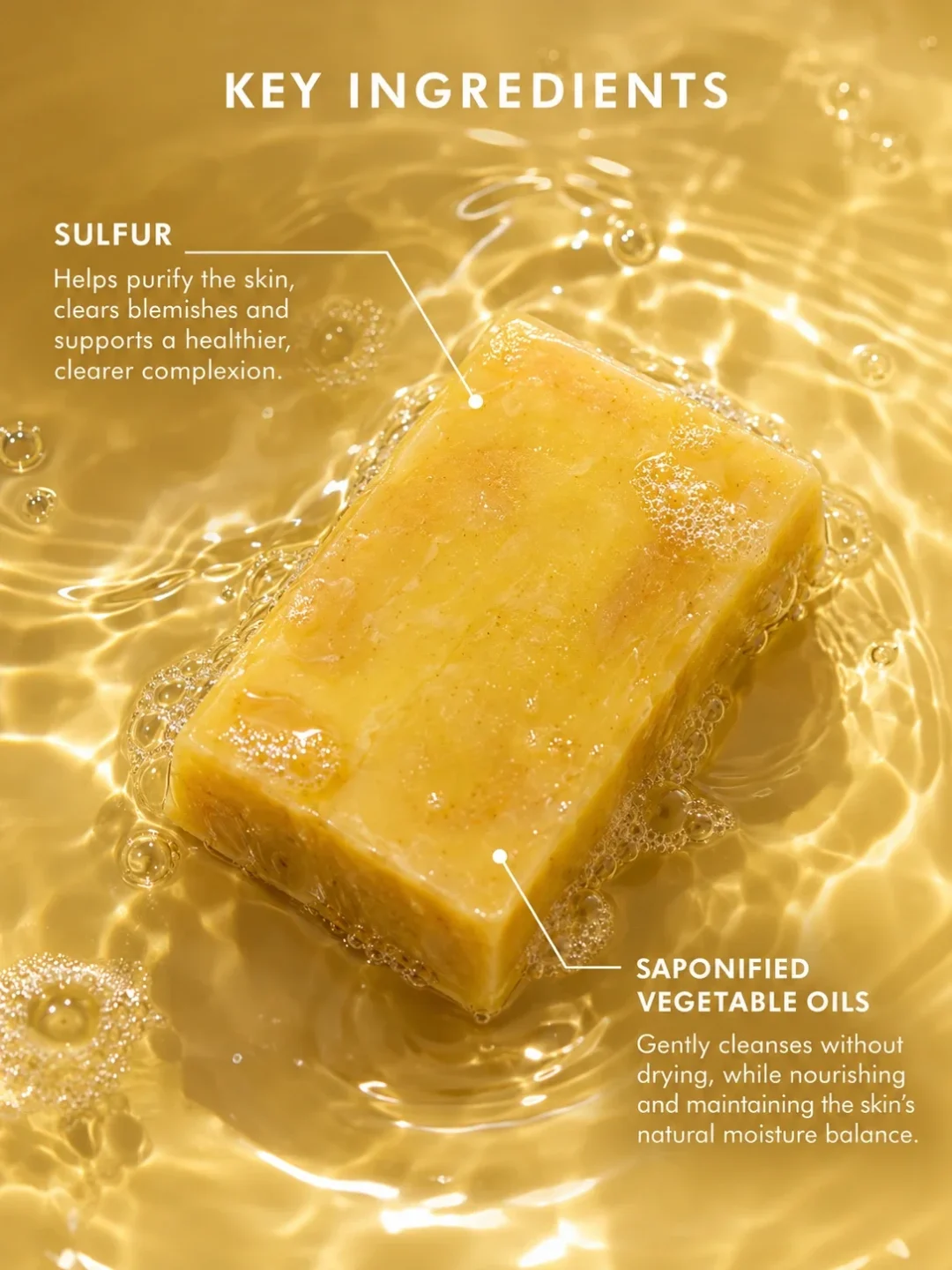 Sulfur bar soap with sulfur and saponified vegetable oils for oily and blemish-prone skin Sulfur bar soap with sulfur and saponified vegetable oils for oily and blemish-prone skin