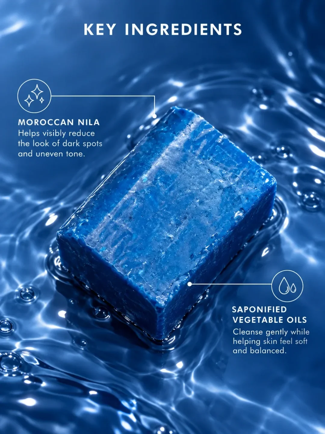 Nila soap with Moroccan Nila and saponified vegetable oils for face and body cleansing Nila soap with Moroccan Nila and saponified vegetable oils for face and body cleansing