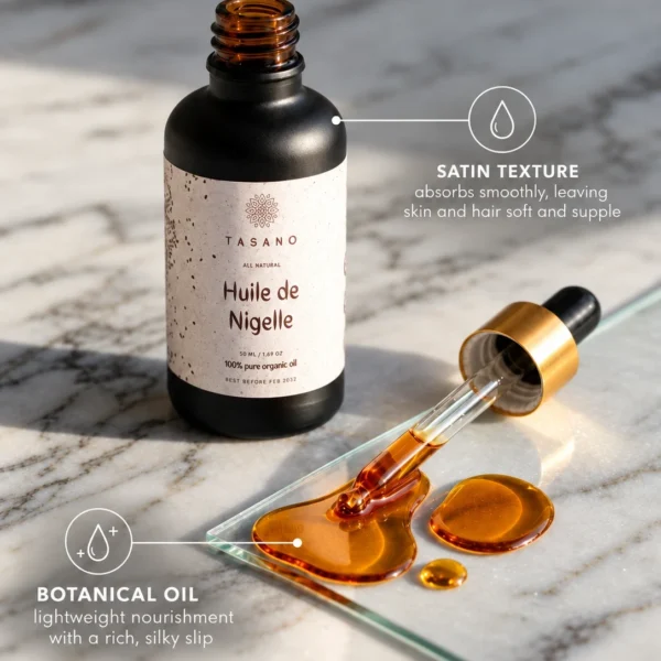 100% pure Black Seed Oil formula with lightweight botanical oil texture | TASANO