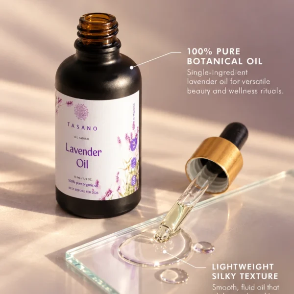 100% pure Lavender Oil formula with lightweight botanical oil texture | TASANO 100% pure Lavender Oil formula with lightweight botanical oil texture | TASANO