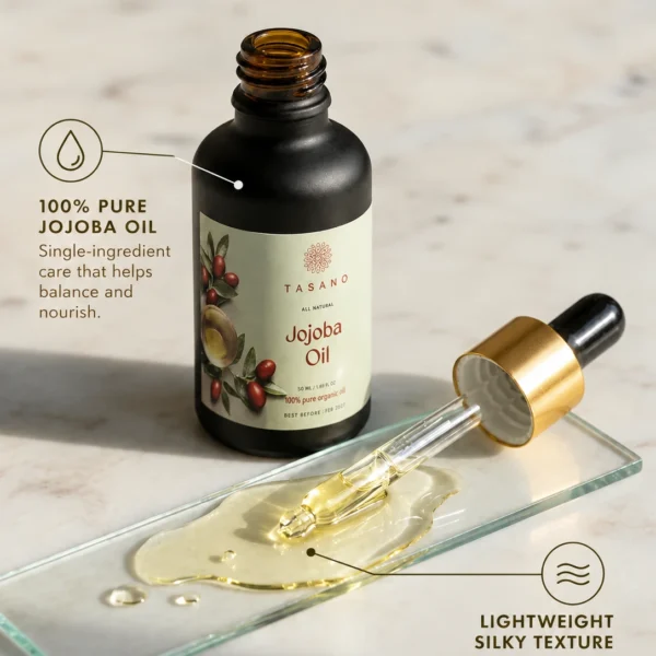 100% pure Jojoba Oil formula with lightweight fast-absorbing texture | TASANO