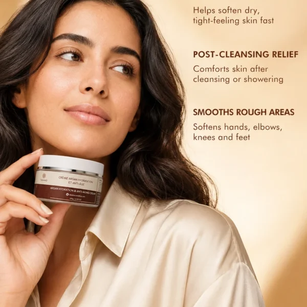 Moroccan argan face cream for dry, dull, tired-looking skin that needs daily moisture and glow
