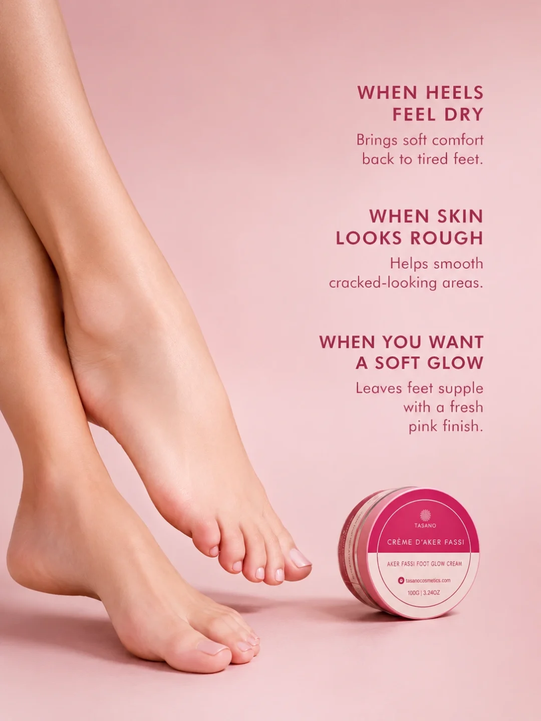 Aker Fassi foot cream for dry feet, rough heels, dull feet, and soft pinkish glow