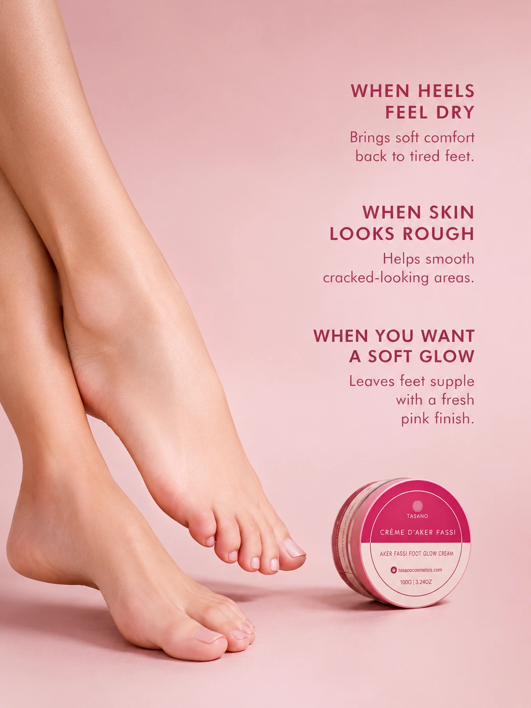 Aker Fassi foot cream for dry feet, rough heels, dull feet, and soft pinkish glow