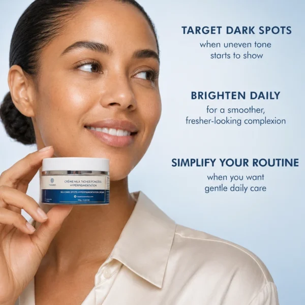 Nila cream for dark spots, uneven skin tone, dull skin, and hyperpigmentation care
