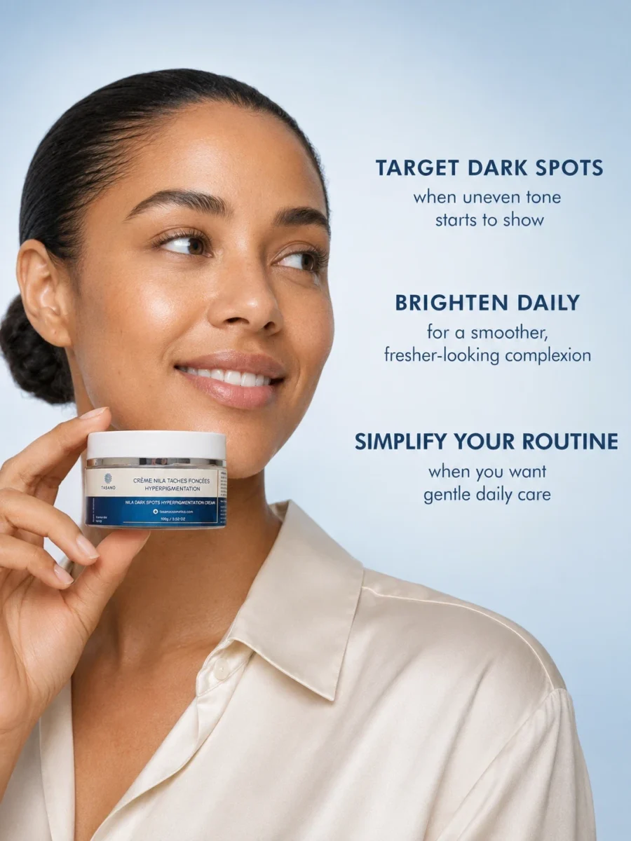 Nila cream for dark spots, uneven skin tone, dull skin, and hyperpigmentation care