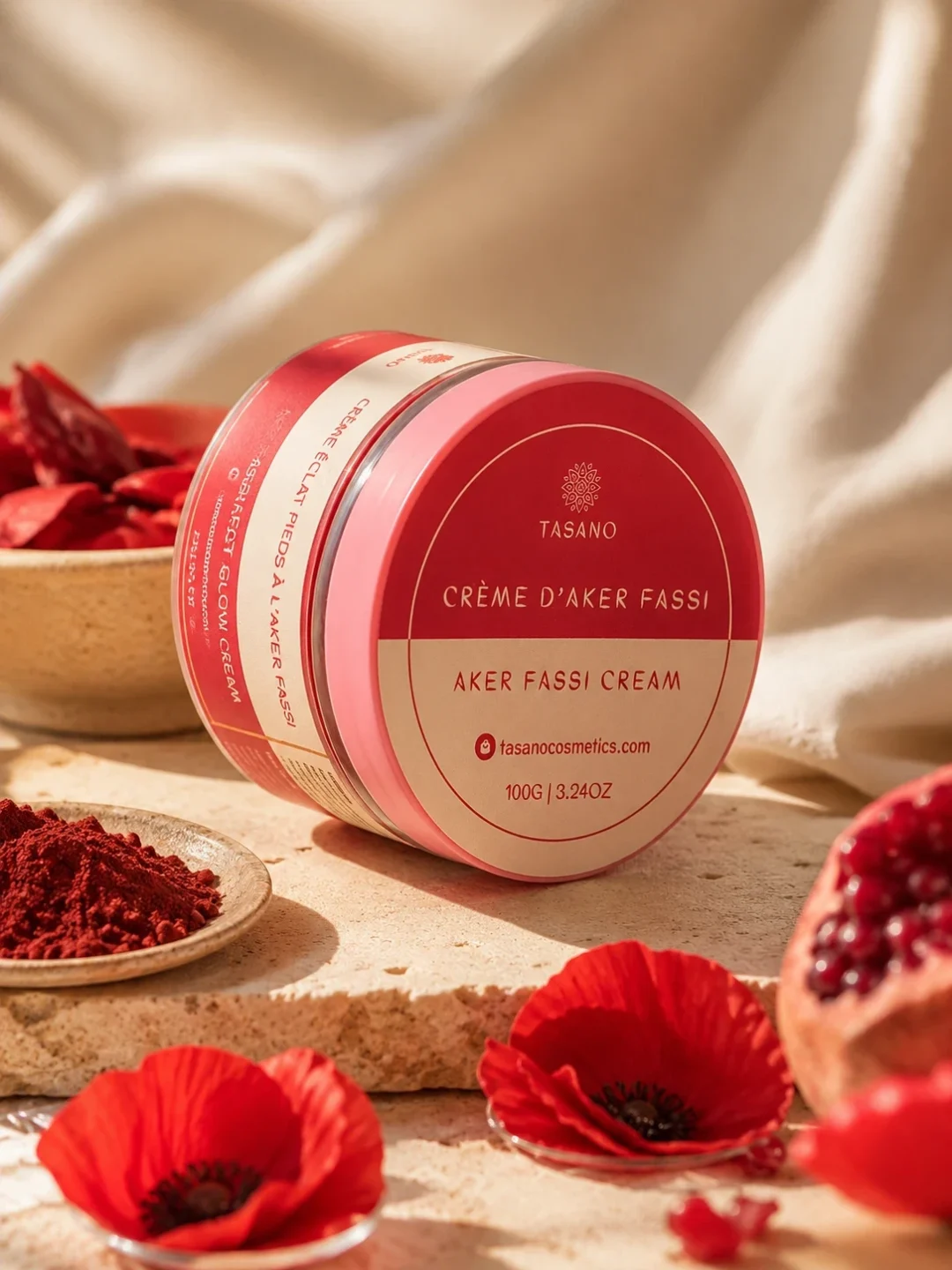 Aker Fassi foot cream with poppy and pomegranate for soft feet, rough heels, and Moroccan foot care