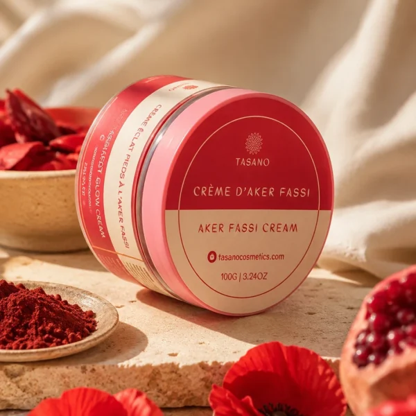 Aker Fassi foot cream with poppy and pomegranate for soft feet, rough heels, and Moroccan foot care