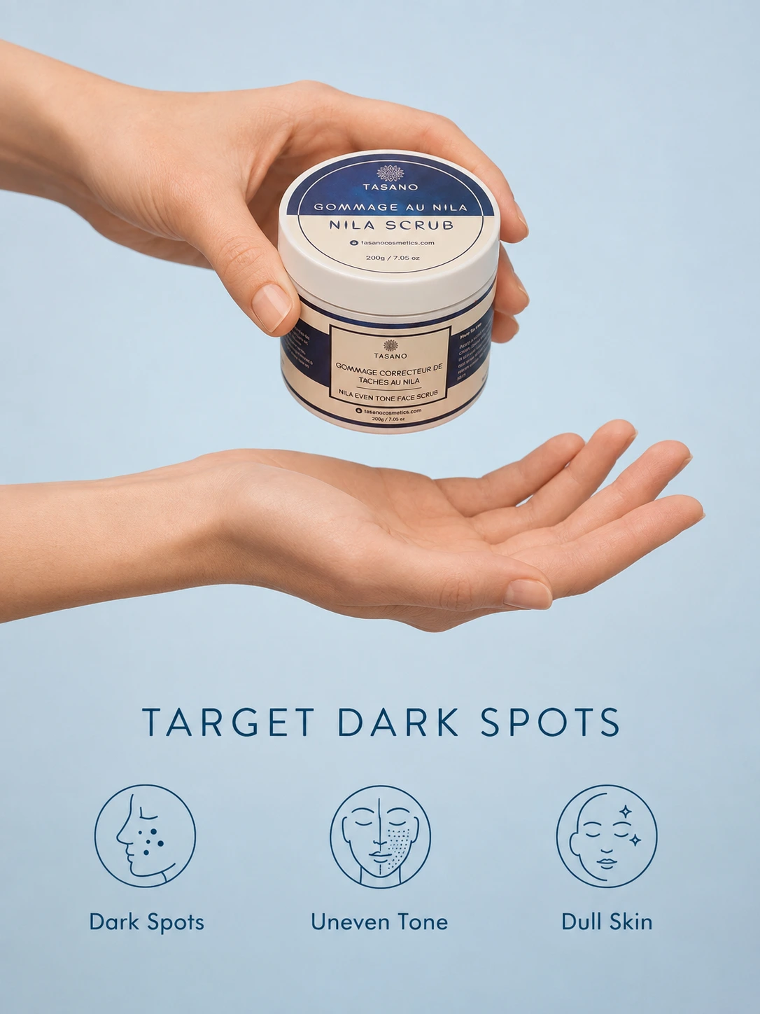 Nila scrub for dark spots, hyperpigmentation and uneven skin tone, Moroccan facial exfoliating scrub