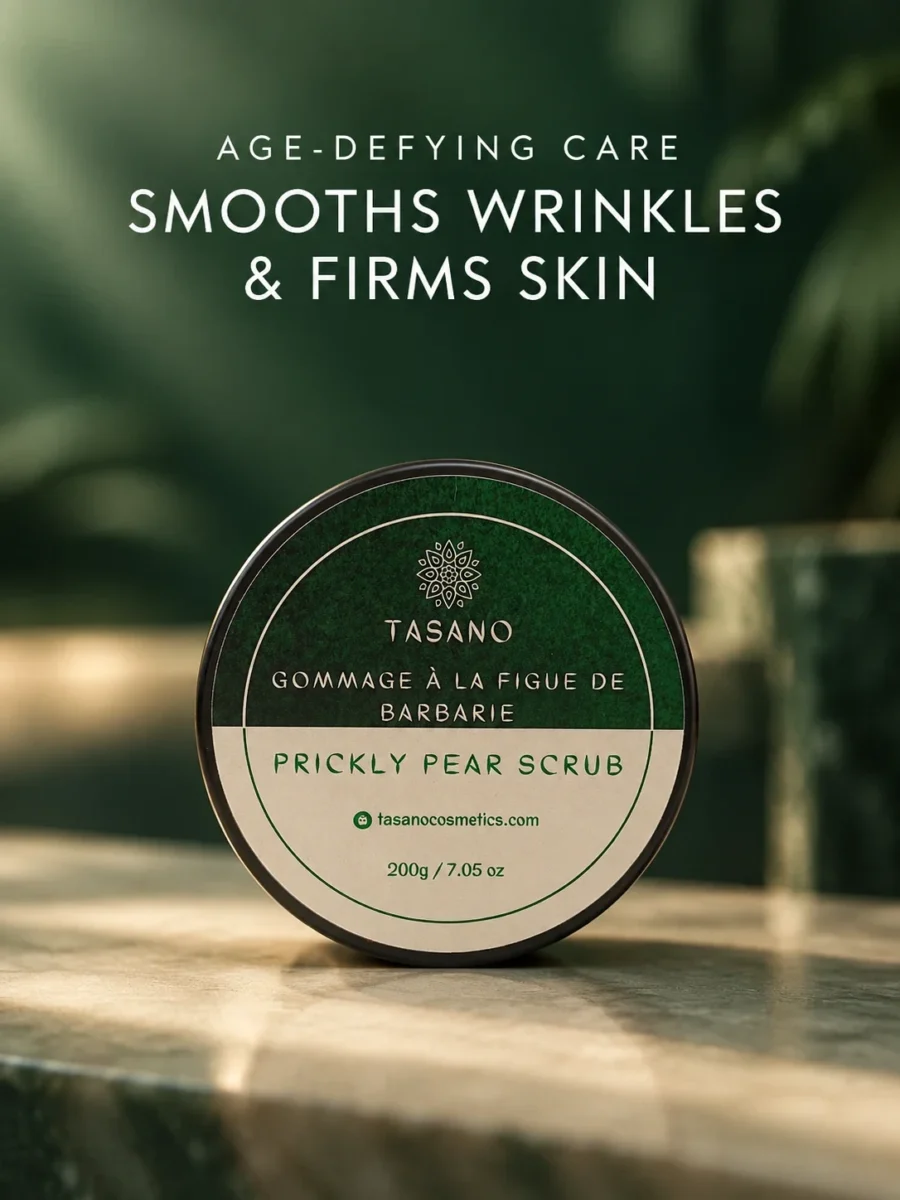 Firming facial scrub for smoother youthful-looking skin, Moroccan prickly pear anti-aging skincare