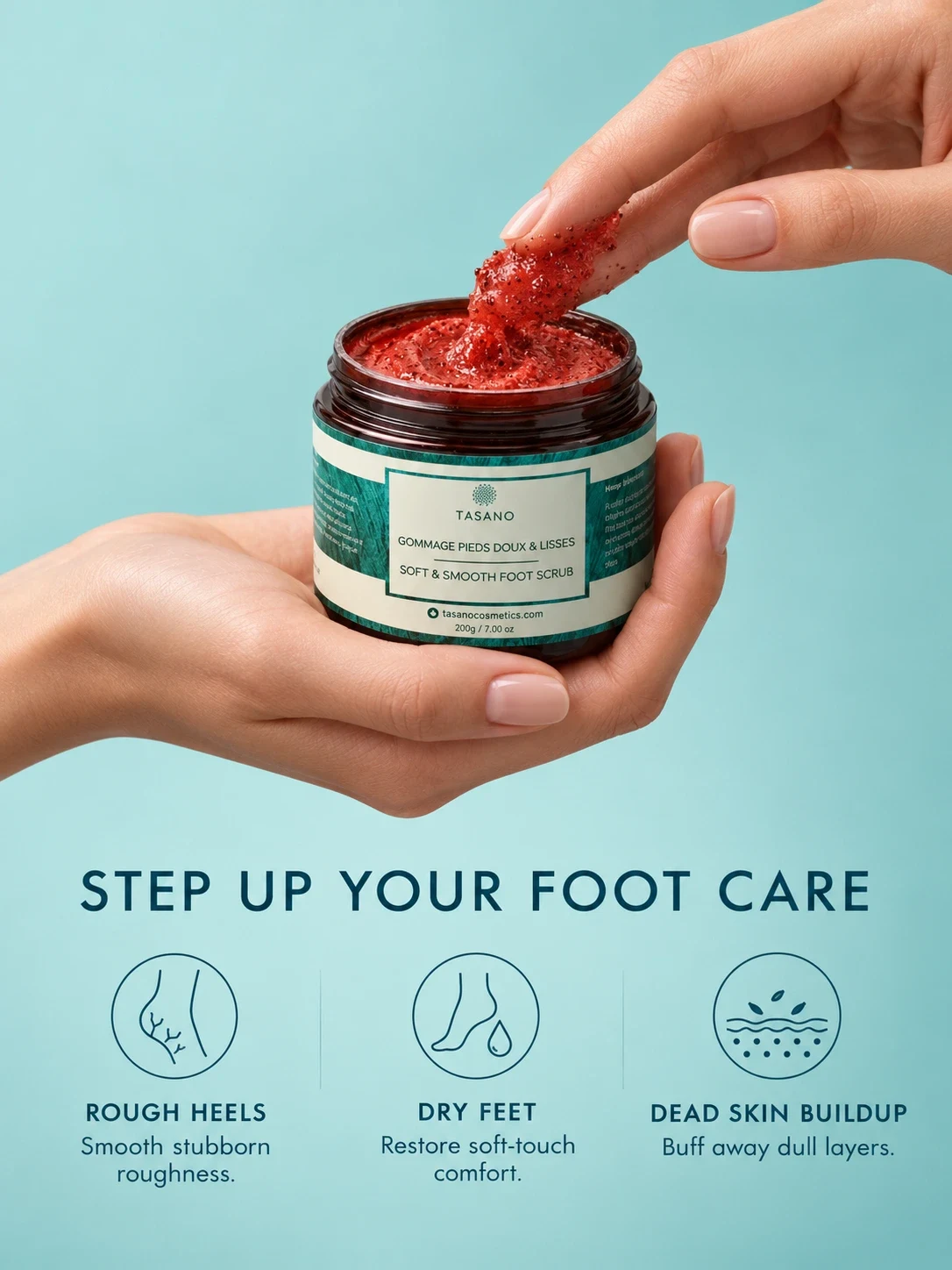 Foot scrub for cracked heels, calluses and dry rough feet, intensive smoothing exfoliator