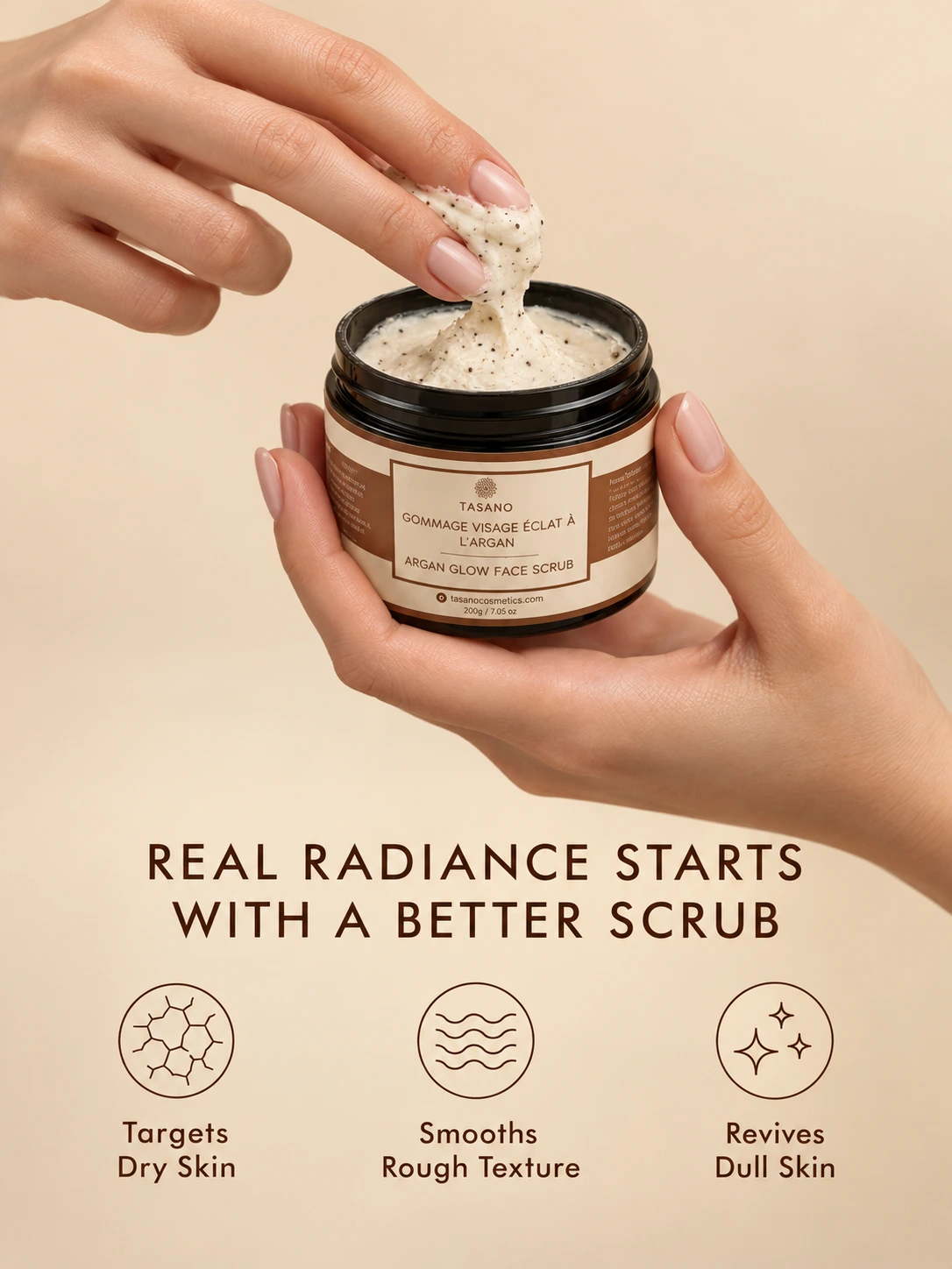 Argan scrub for dry rough skin, dehydration and dull body skin, Moroccan hydrating exfoliator