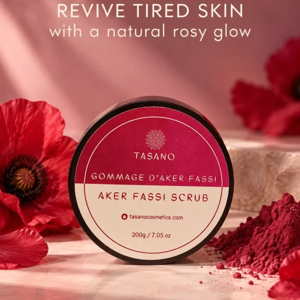 Aker Fassi scrub for tired dull skin, smoother texture and fresh natural rosy-looking radiance Aker Fassi scrub for tired dull skin, smoother texture and fresh natural rosy-looking radiance