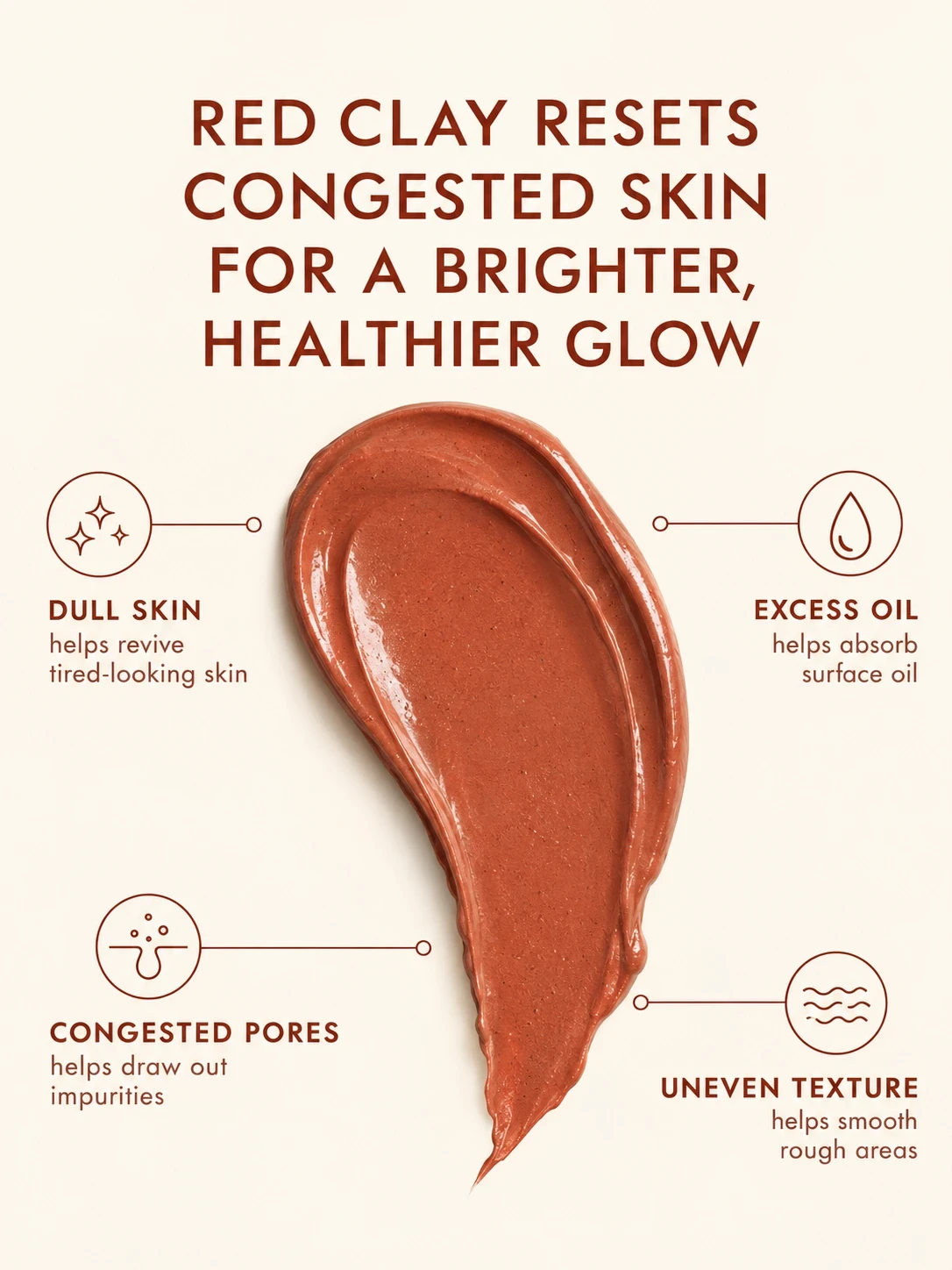 Moroccan Red Clay for oily skin, dull complexion, visible pores and rough uneven skin texture