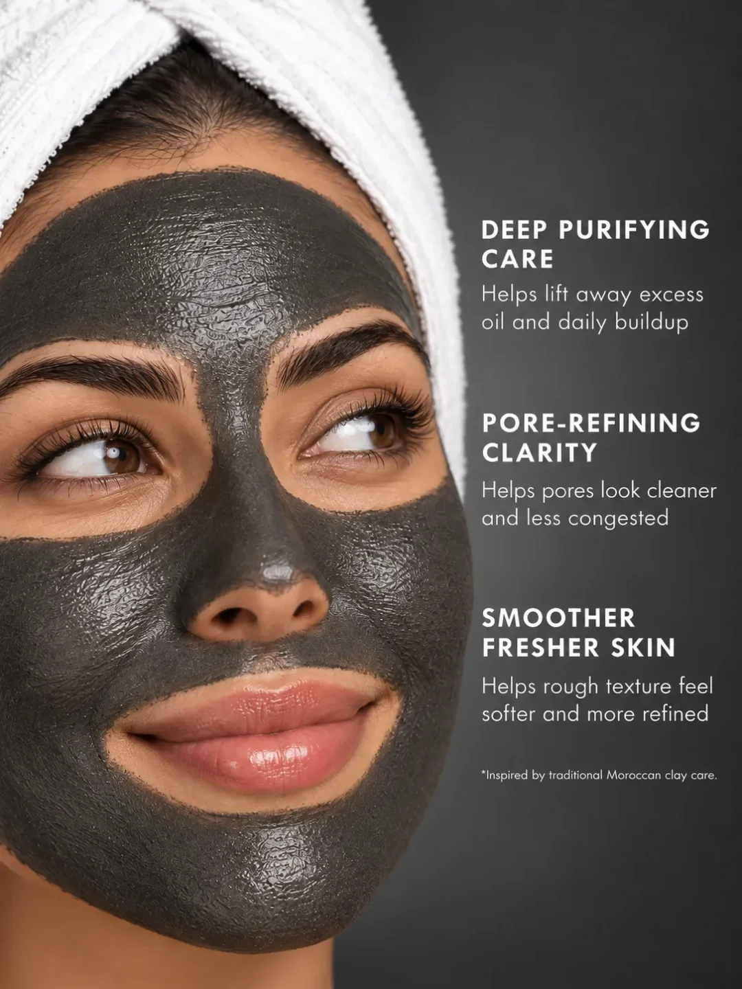 Black Clay Mask for purified fresh skin, reduced shine and cleaner smoother-looking pores Black Clay Mask for purified fresh skin, reduced shine and cleaner smoother-looking pores