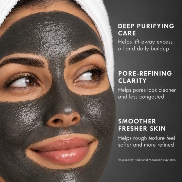 Black Clay Mask for purified fresh skin, reduced shine and cleaner smoother-looking pores Black Clay Mask for purified fresh skin, reduced shine and cleaner smoother-looking pores