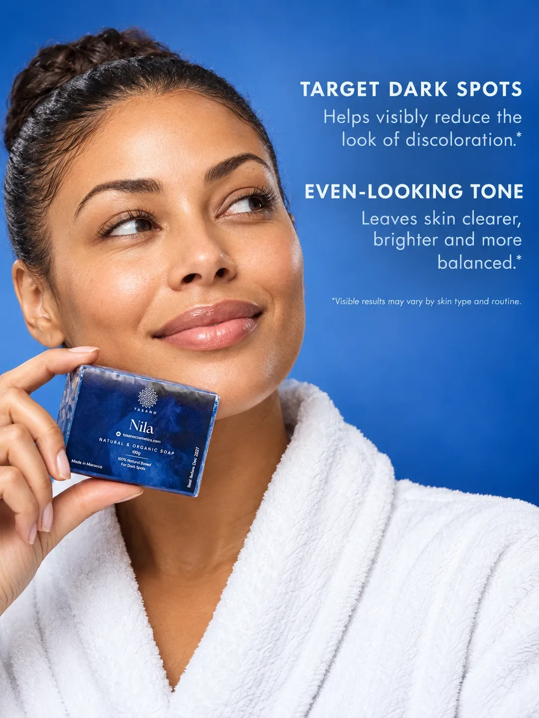 Moroccan Nila soap for clearer-looking skin, reduced appearance of dark spots and more even skin tone