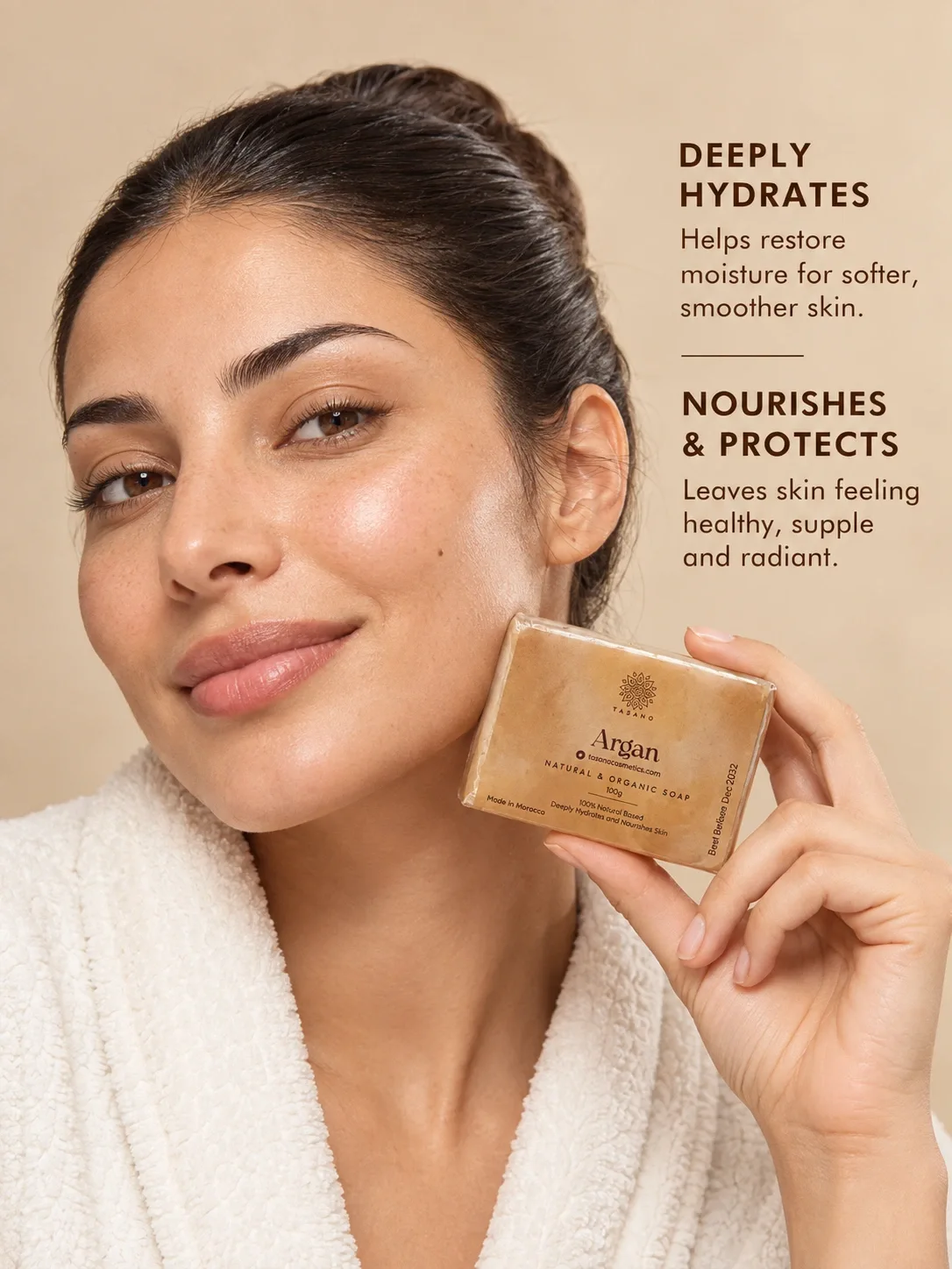Moroccan argan oil soap for hydrated, nourished and smoother-looking skin