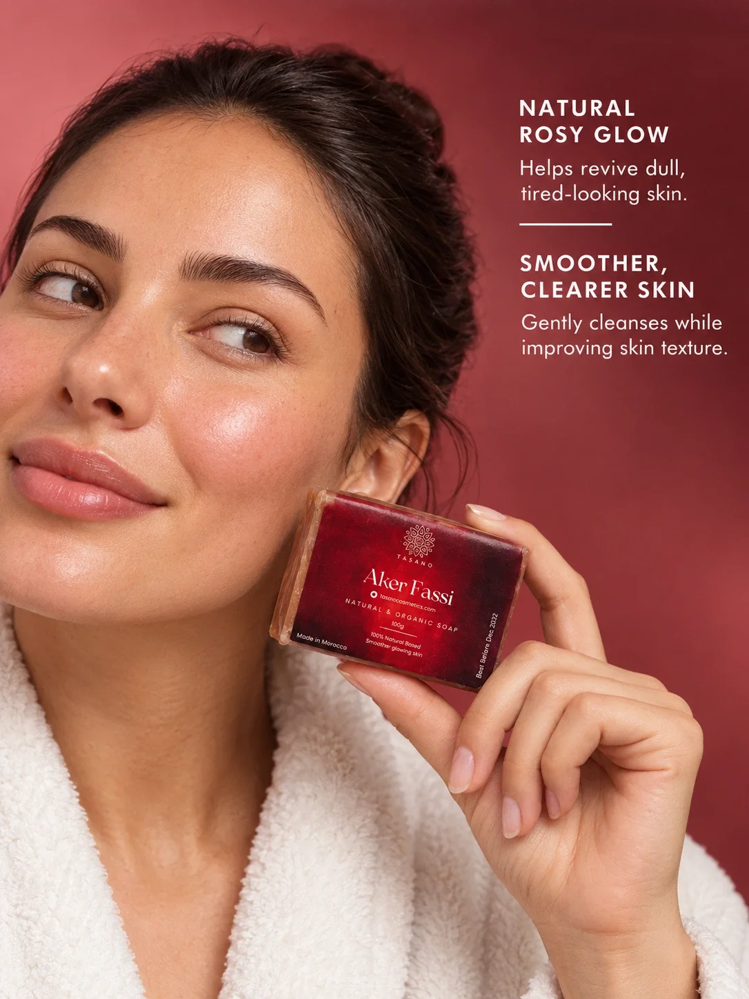 Moroccan Aker Fassi soap for radiant skin, natural rosy glow and refreshed-looking complexion