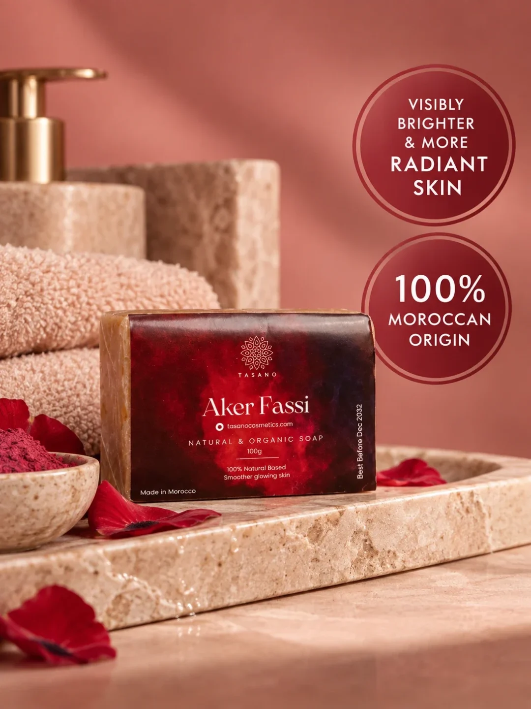 Moroccan Aker Fassi soap benefits for dull skin, natural rosy glow and visible radiance