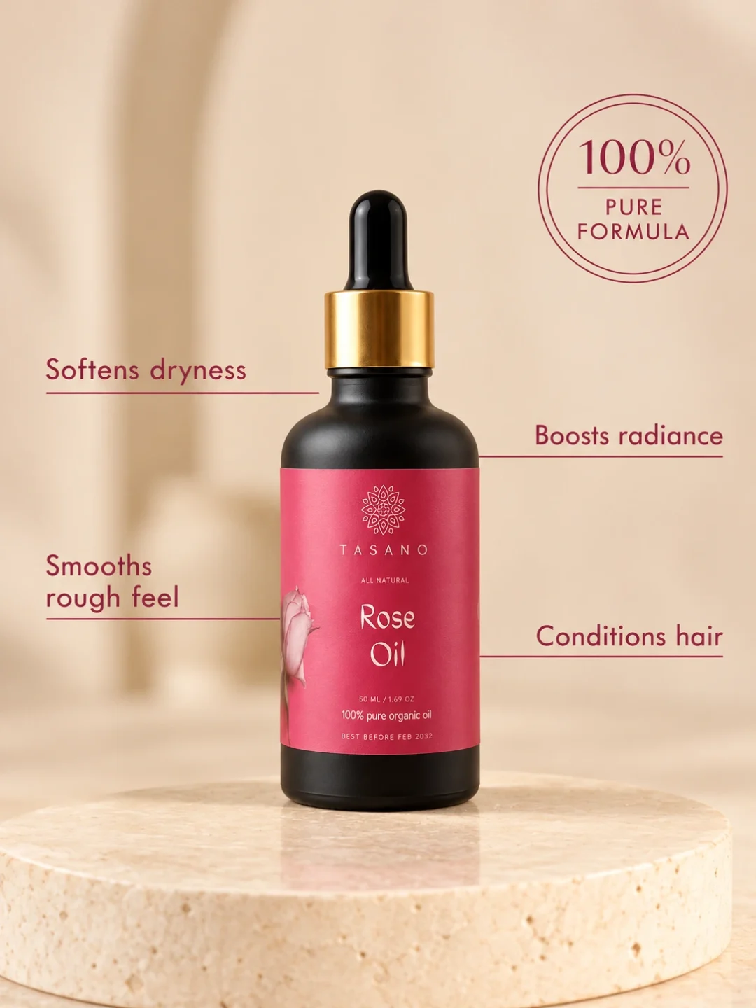 Rose Oil benefits for dry skin, face and hair | 100% Pure botanical Rose Oil Rose Oil benefits for dry skin, face and hair | 100% Pure botanical Rose Oil